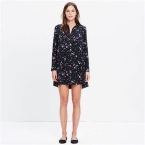 Sezane Silk Floral Shirt Dress